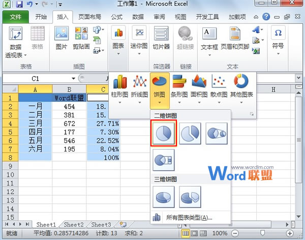 Excel2010中如何制作半圆饼图?